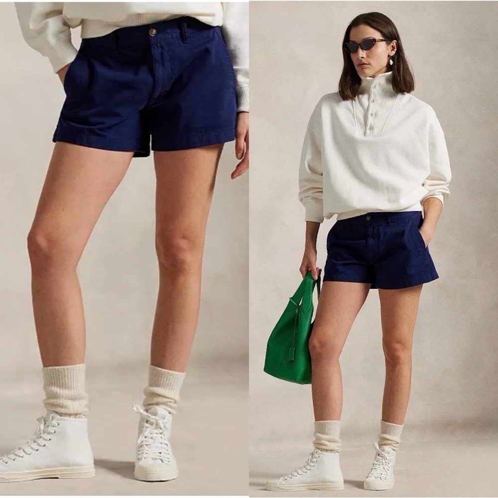 POLO RALPH LAUREN Women's Cotton Chino Navy Mini Shorts Sz 6